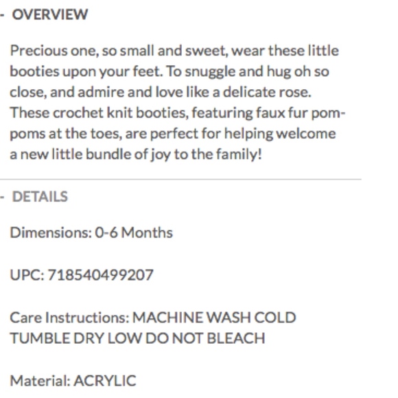 NWT Mudpie Pink Crochet Pom-Pom booties 0-6months - Picture 3 of 4